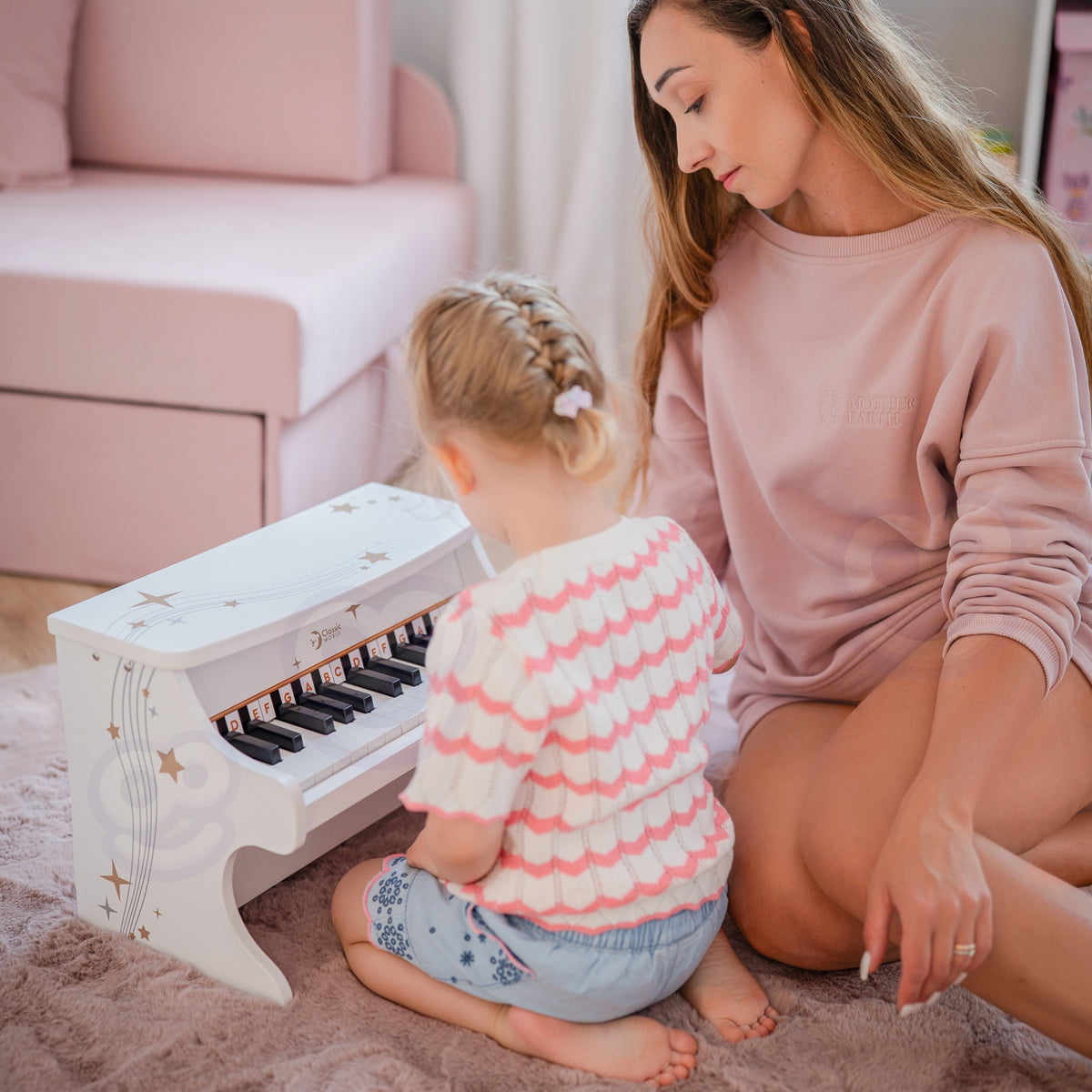 Classic World baltas medinis pianinas, 25 klavišai – nuotrauka 3