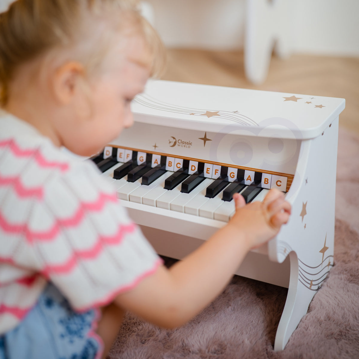 Classic World baltas medinis pianinas, 25 klavišai – nuotrauka 5