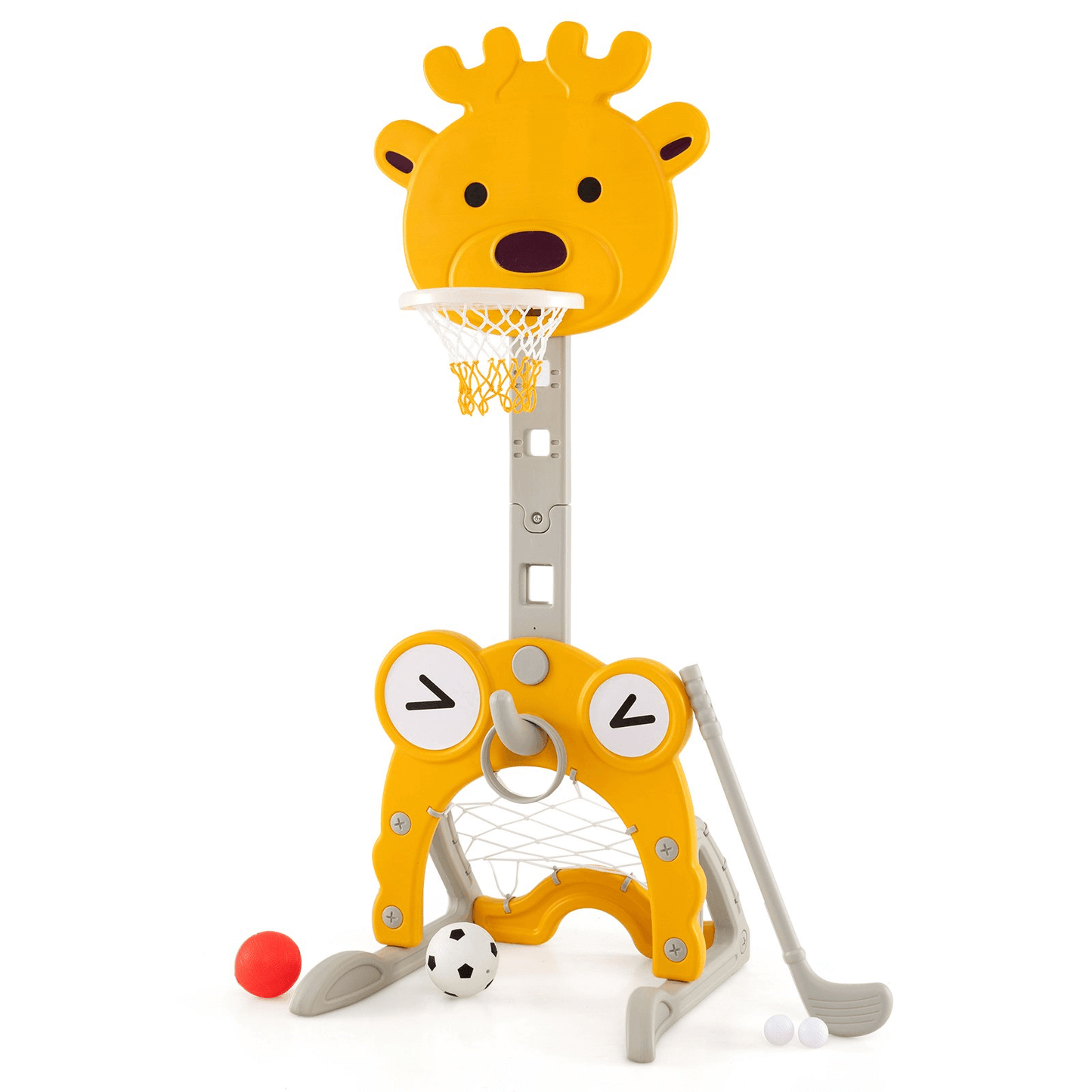 Daugiafunkcis Vaikiškas 4 Viename Sporto Rinkinys Su Reguliuojamu Krepšiu Sporto Žaislai