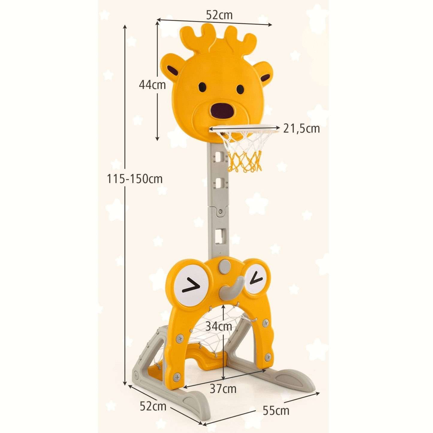 Daugiafunkcis Vaikiškas 4 Viename Sporto Rinkinys Su Reguliuojamu Krepšiu Sporto Žaislai