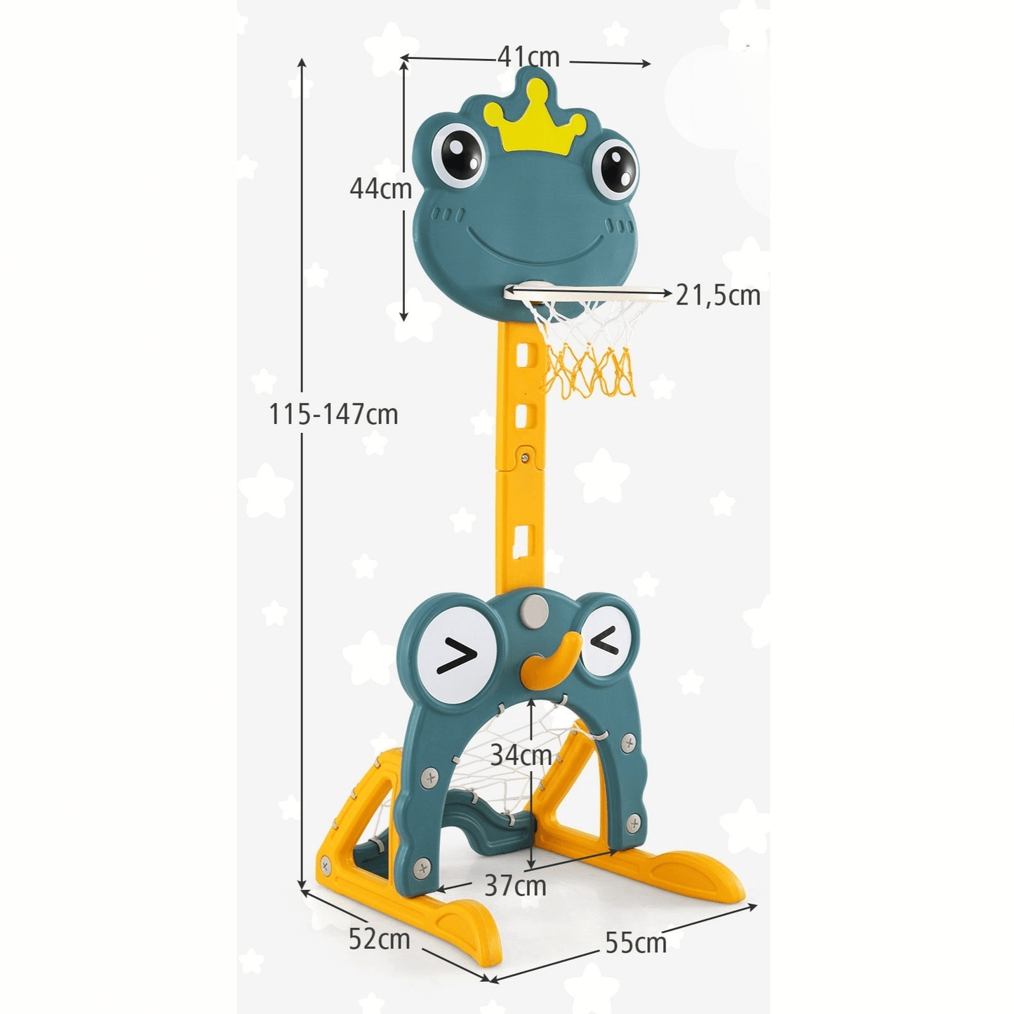 Daugiafunkcis Vaikiškas 4 Viename Sporto Rinkinys Su Reguliuojamu Krepšiu, Varliukas Sporto Žaislai