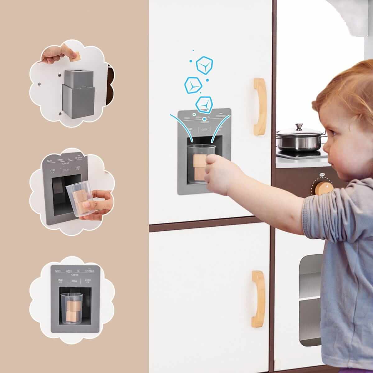 Didelė 4 Zonų Kampinė Medinė Vaikiška Žaidimų Virtuvėlė Su Šviesomis Ir Garsais 3056 Vaikiškos Virtuvėlės