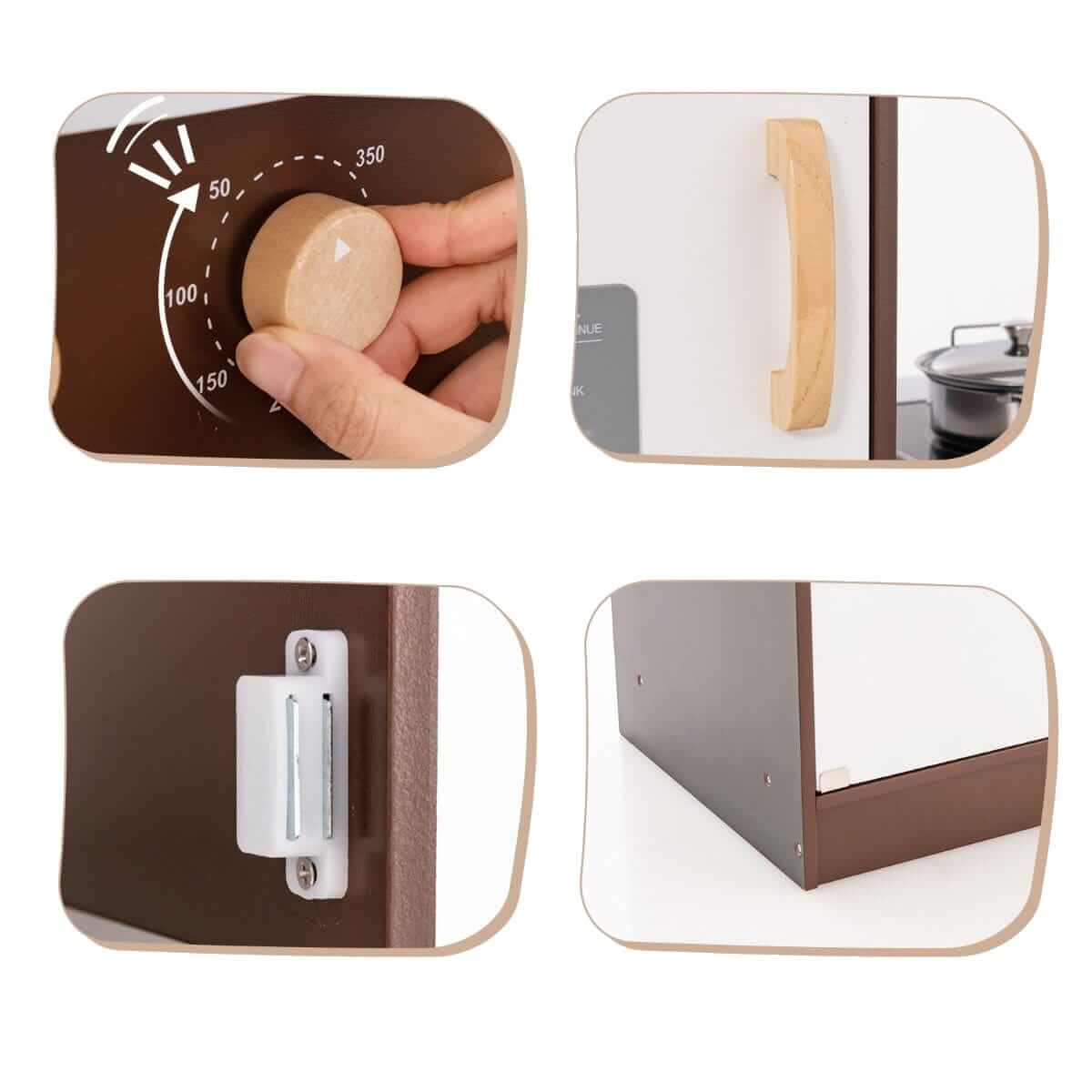 Didelė 4 Zonų Kampinė Medinė Vaikiška Žaidimų Virtuvėlė Su Šviesomis Ir Garsais 3056 Vaikiškos Virtuvėlės