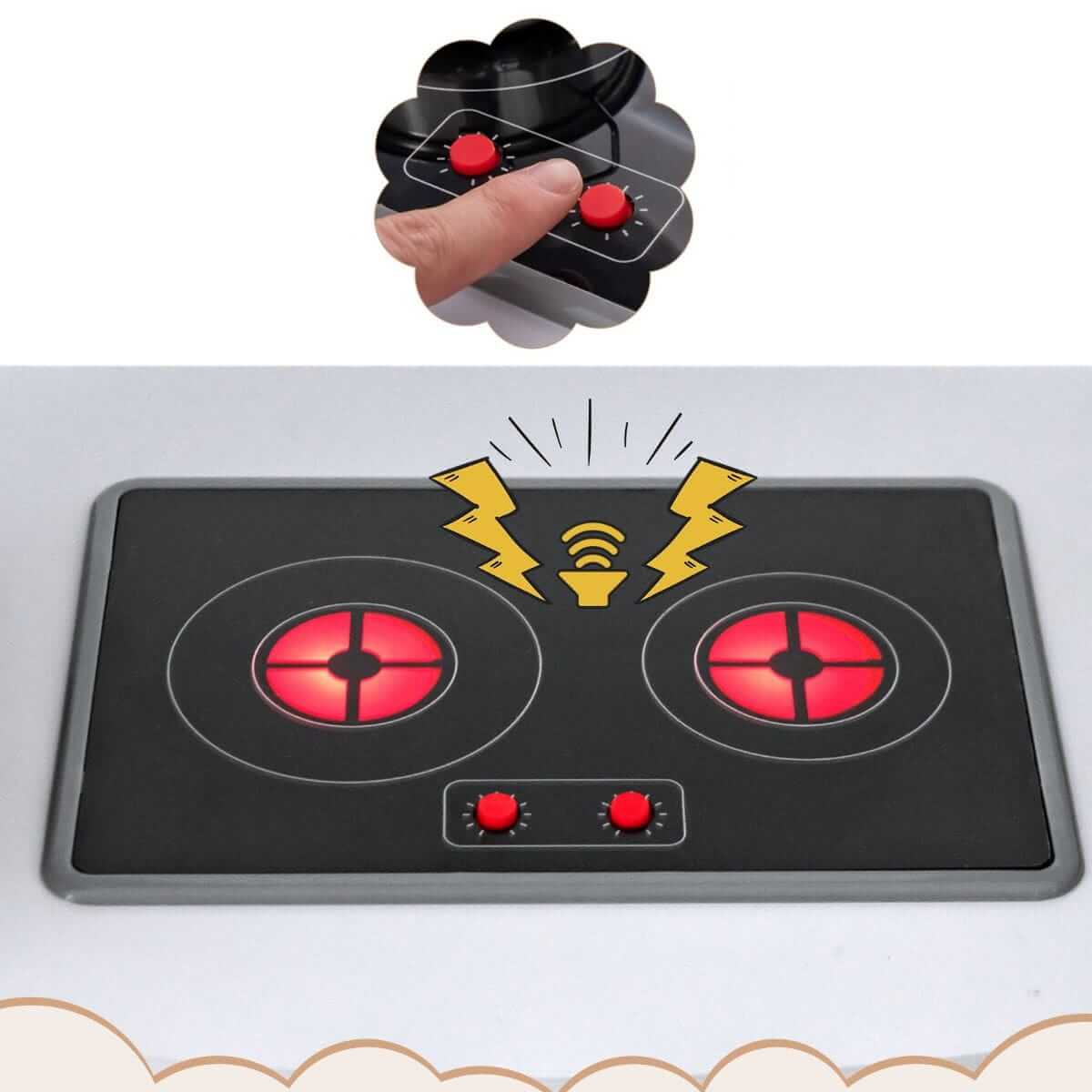 Didelė 4 Zonų Kampinė Medinė Vaikiška Žaidimų Virtuvėlė Su Šviesomis Ir Garsais 3056 Vaikiškos Virtuvėlės