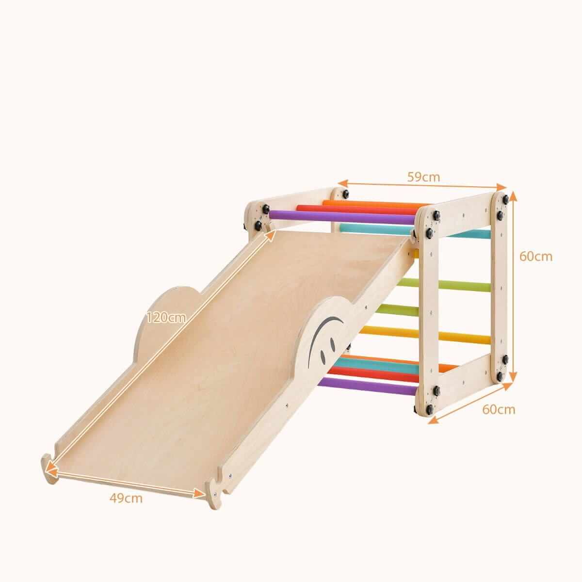 Didelė 5 viename Medinė Laipiojimo Žaidimų Aikštelė Montessori, 180 × 80 cm, 1315 Sūpynės ir Žaidimų Aikštelės