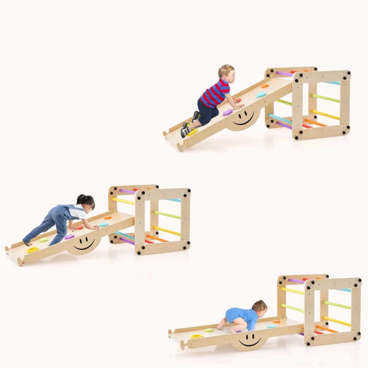 Didelė 5 viename Medinė Laipiojimo Žaidimų Aikštelė Montessori, 180 × 80 cm, 1315 Sūpynės ir Žaidimų Aikštelės