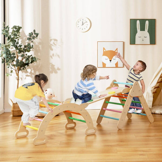 Didelė Montessori Žaidimų Aikštelė Pikler Trikampis Ir Laipiojimo Arka Viename, Spalvota 1351 Sūpynės ir Žaidimų Aikštelės