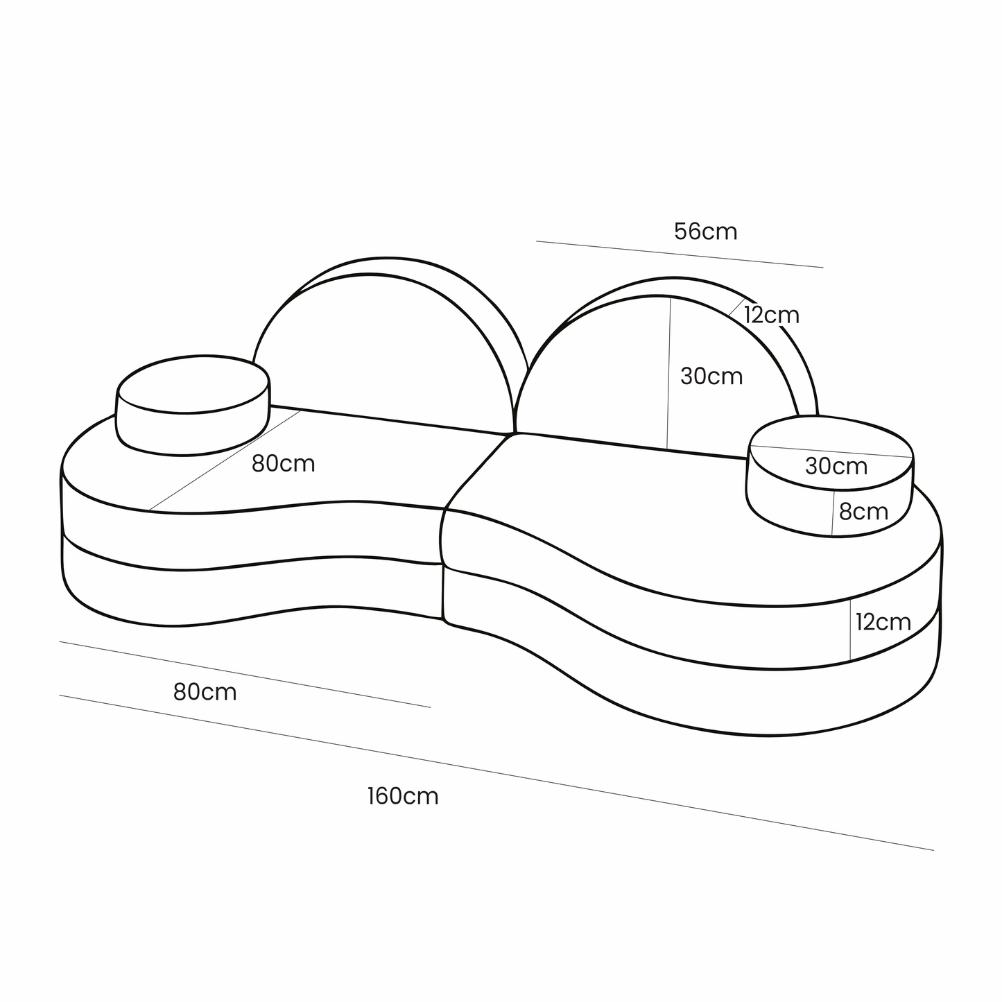 Dizainerio Sukurta Modulinė Vaikiška Sofa Žaidimams "Coccolo" 160 cm Modulinės sofos
