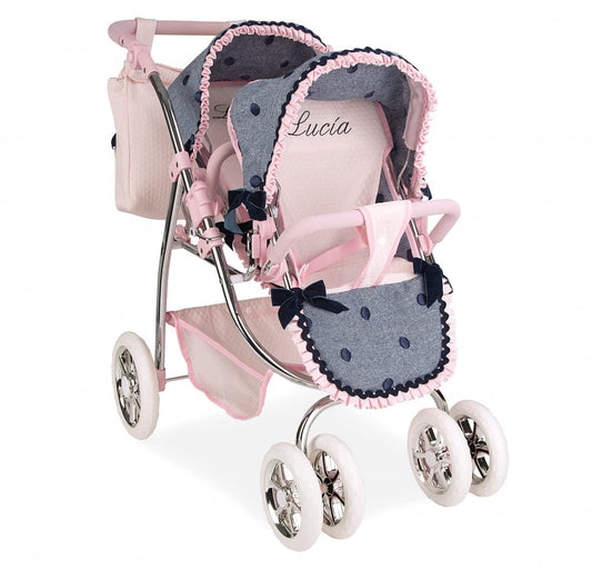 Dvynukų sportinis vežimukas su rankine