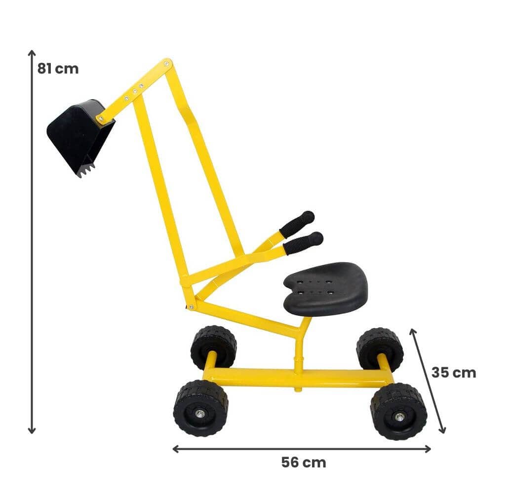 Ekskavatorius Vaikams Su Sėdyne Ir Ratais, Geltonas, Žaidimams Smėlyje 1258 Lauko Pramogos