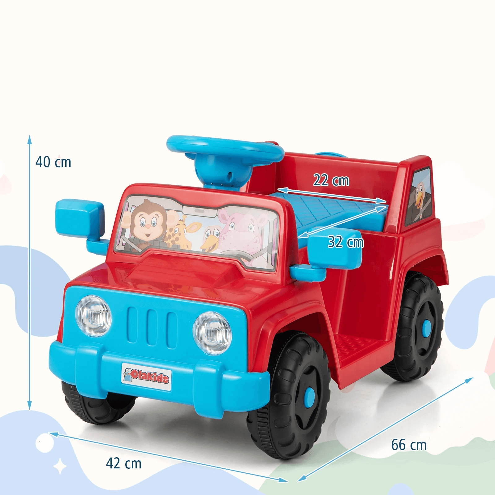Elektrinė Vaikiška Mašinėlė Su LED Šviesomis Ir Garsais 6 V, Raudona Elektriniai Automobiliai
