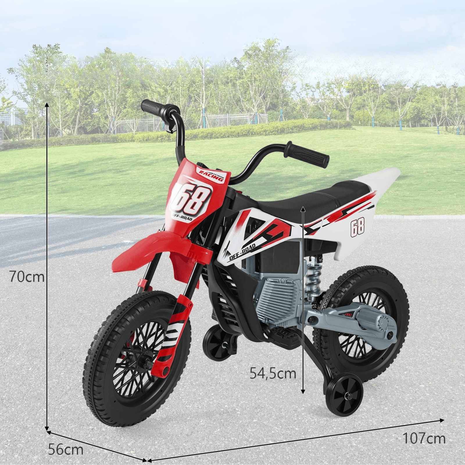 Elektrinis Vaikiškas Triratis Motociklas 25 W Raudonas 3–8 m. Elektriniai Motociklai