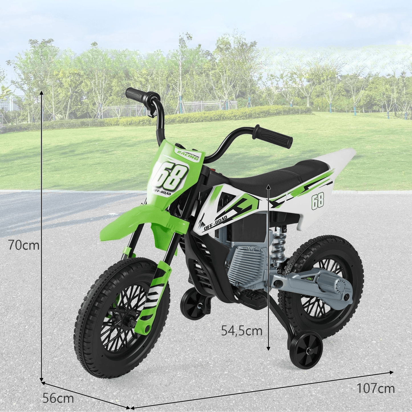 Elektrinis Vaikiškas Triratis Motociklas 25 W Žalias 3–8 m Elektriniai Motociklai