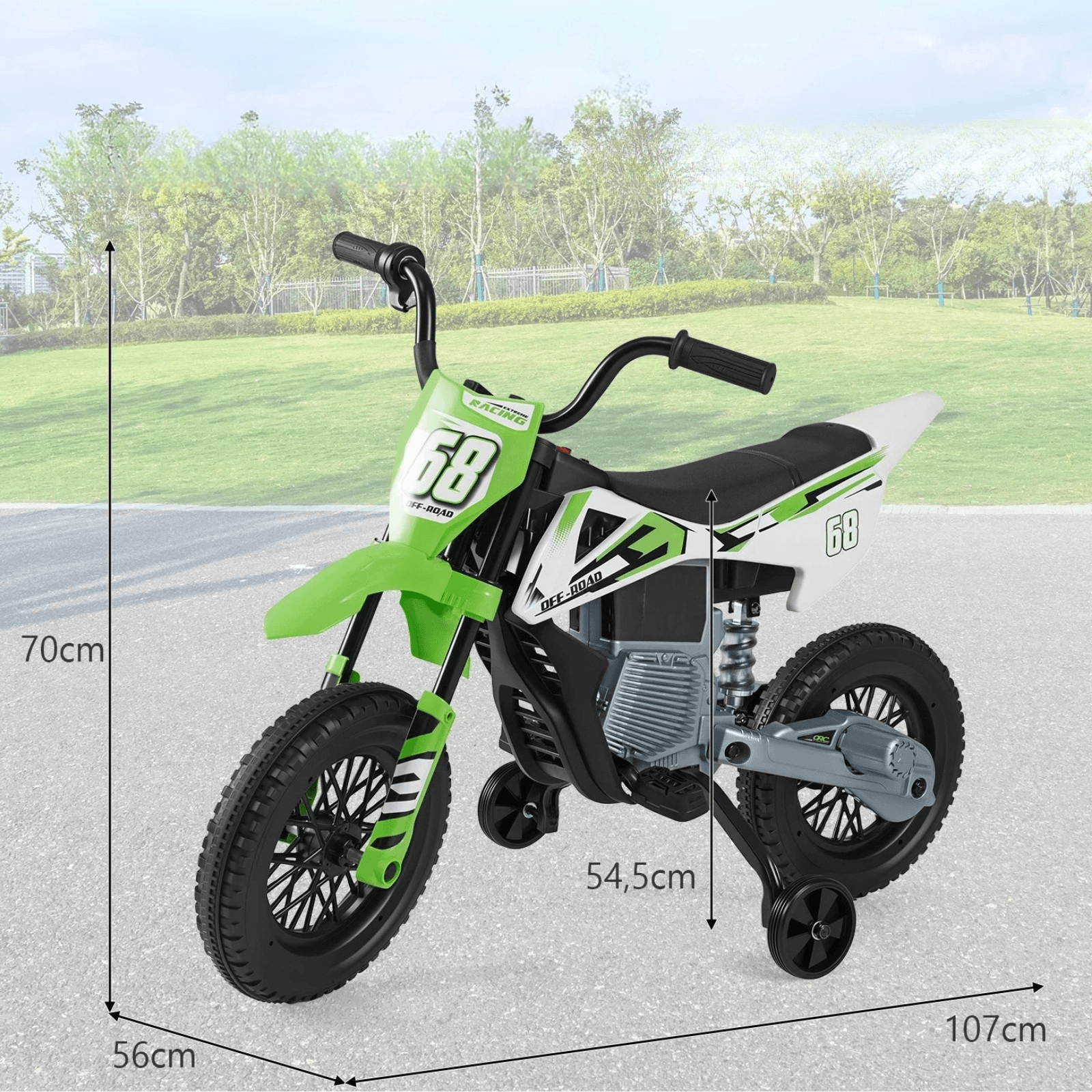 Elektrinis Vaikiškas Triratis Motociklas 25 W Žalias 3–8 m Elektriniai Motociklai