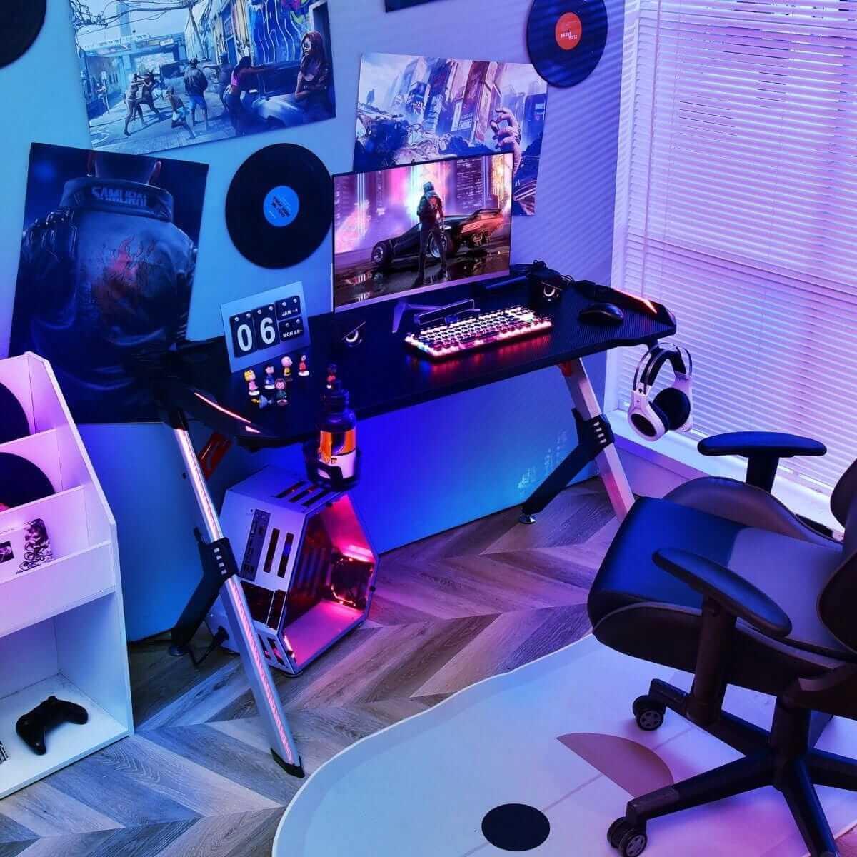 Ergonomiczne biurko gamingowe Rašomasis Stalas z oświetleniem LED RGB 120 x 60 x 77 cm Rašomasis Stalas