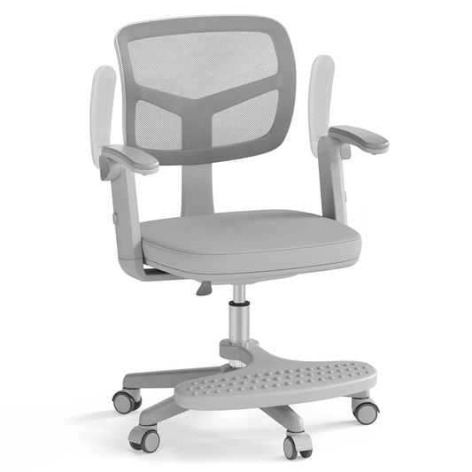 Ergonominė Vaikiška Rašomojo Stalo Kėdė Su Pakoja Pilka Rašomojo Stalo Kėdės
