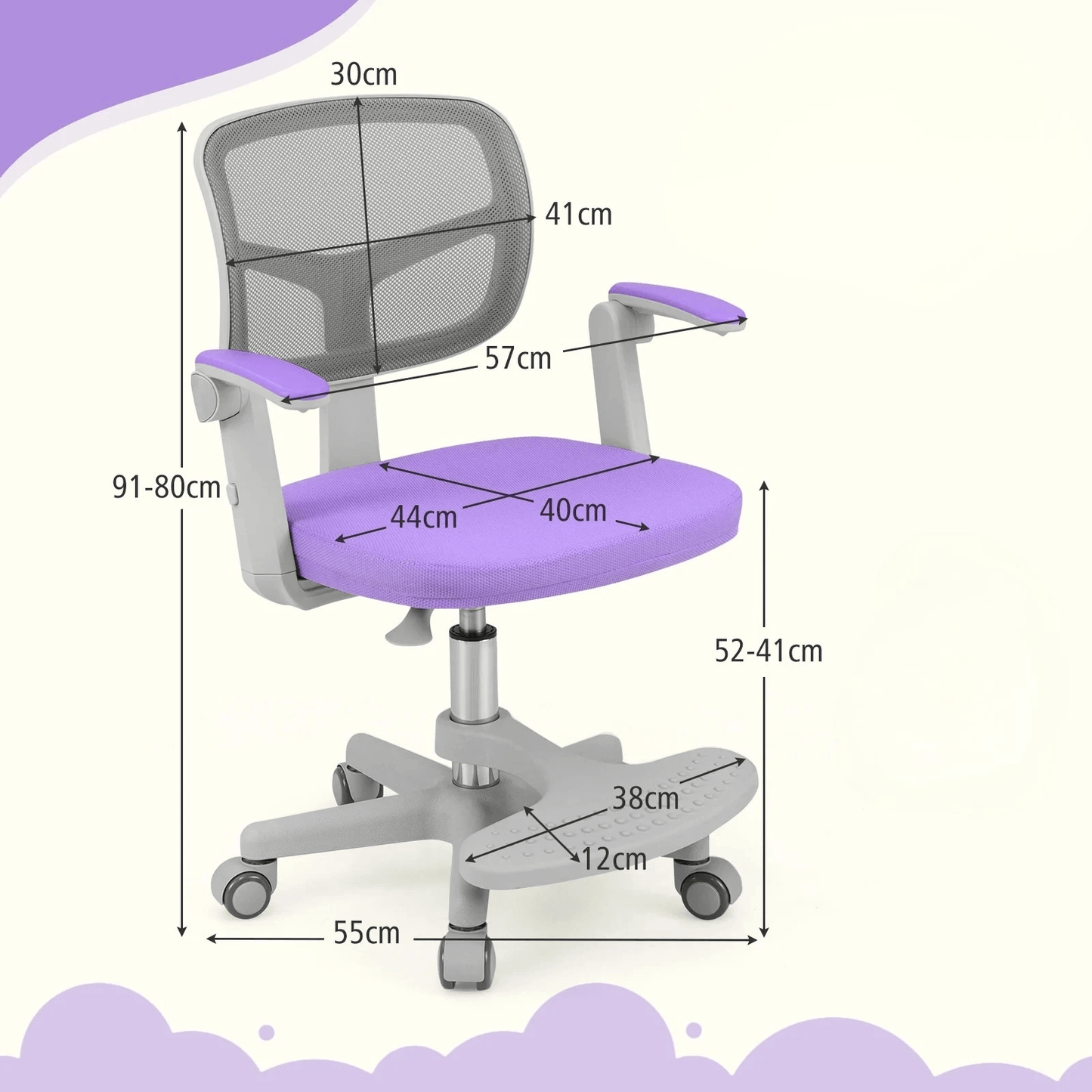 Ergonominė Vaikiška Rašomojo Stalo Kėdė Su Pakoja Violetinė Rašomojo Stalo Kėdės