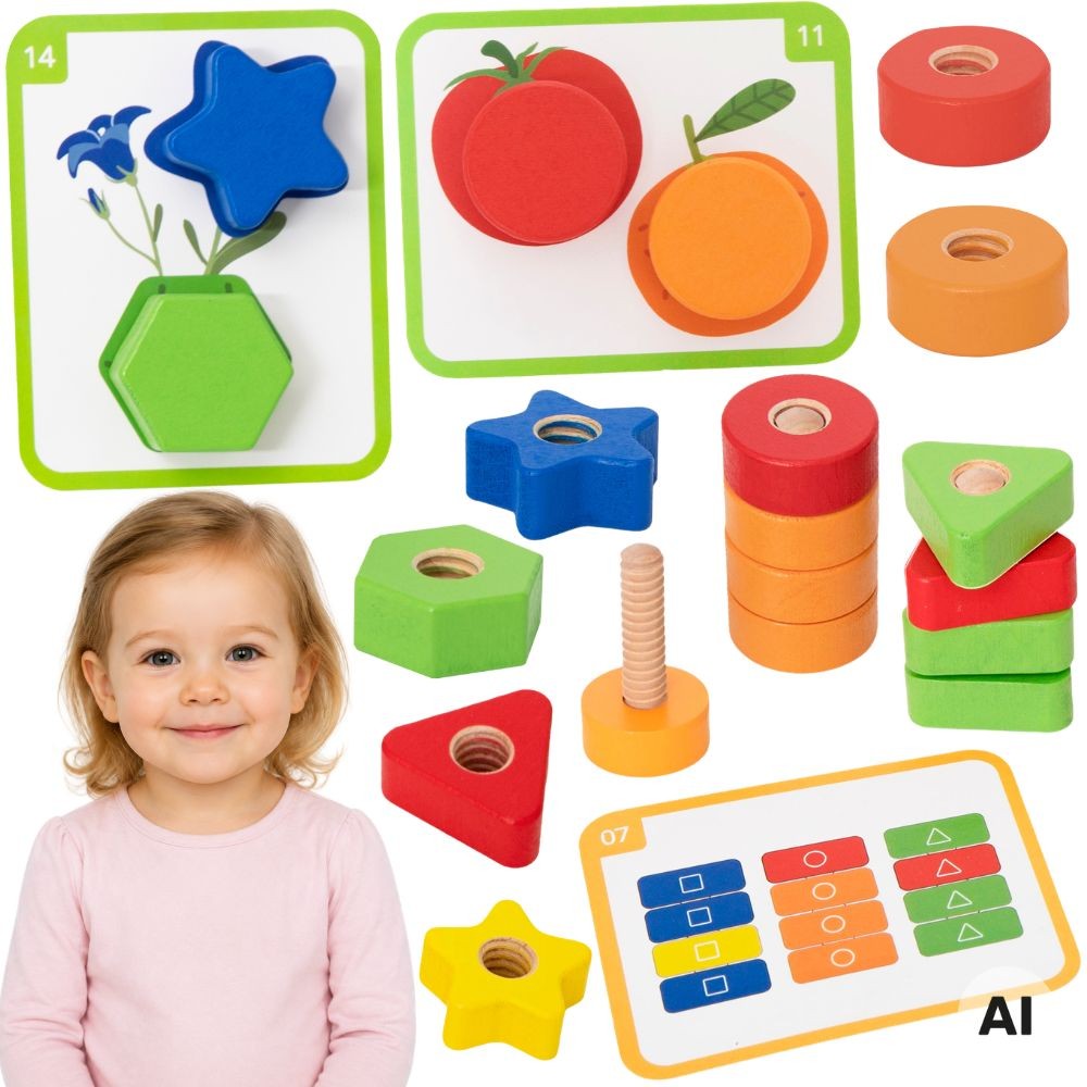 Viga Montessori varžtų ir veržlių rinkinys, 30 dalių