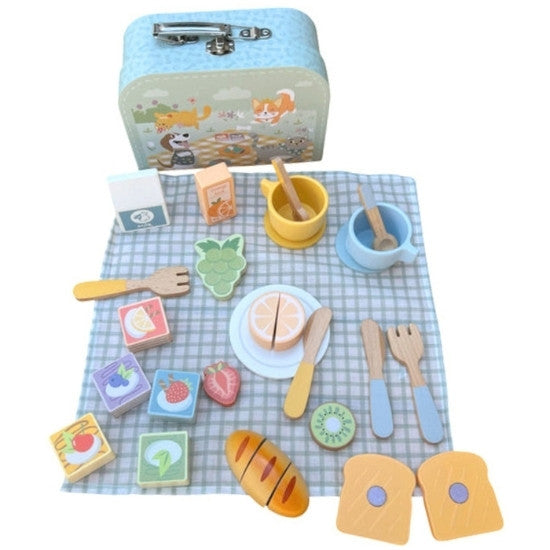 Tooky Toy medinis pikniko rinkinys lagaminėlyje – 10