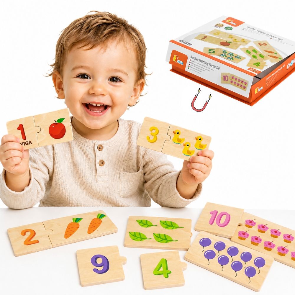 Viga medinė Montessori skaičių poravimo dėlionė – nuotrauka 1