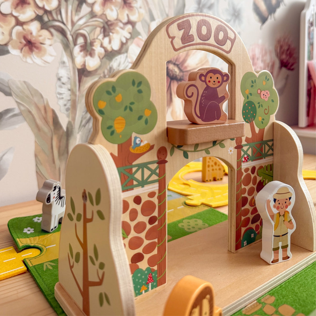 Tooky Toy nešiojamas medinis zoologijos sodo rinkinys