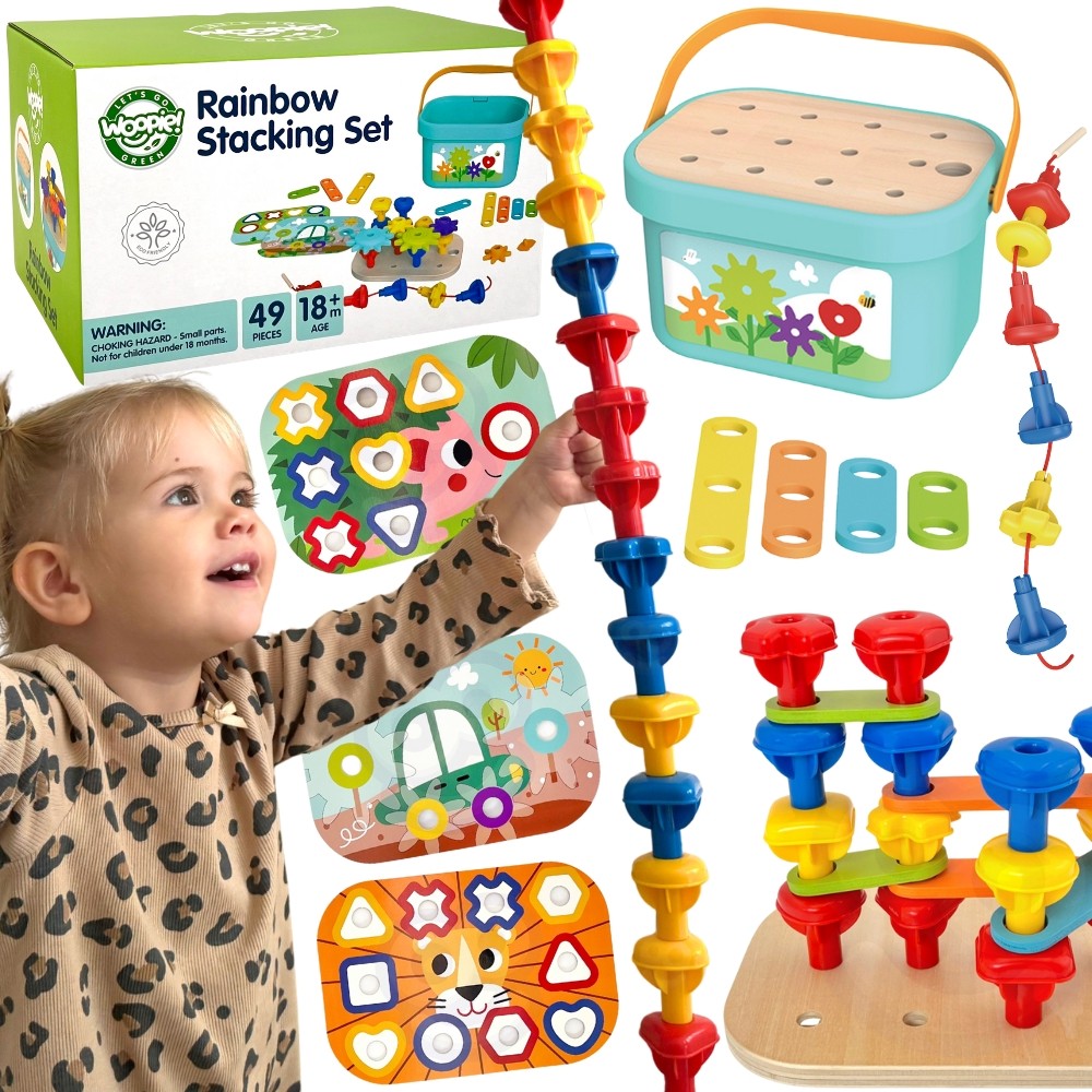 Woopie Green medinis Montessori motorikos konstruktorius 12in1 – 1 nuotrauka