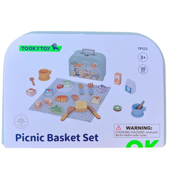 Tooky Toy medinis pikniko rinkinys lagaminėlyje – 13