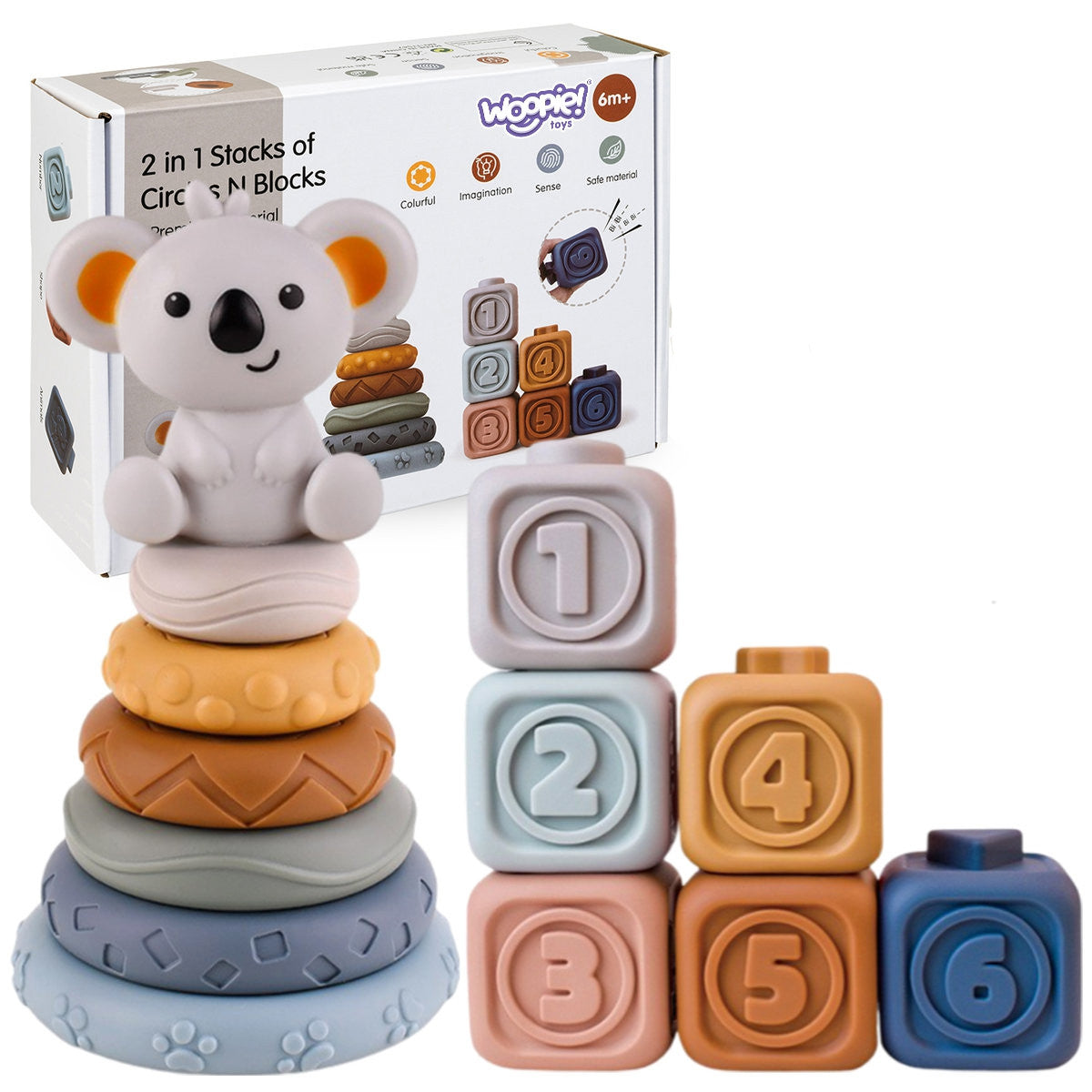 Woopie Baby minkštos sensorinės kaladėlės 3in1 „Meškiukas“ – 1 nuotrauka