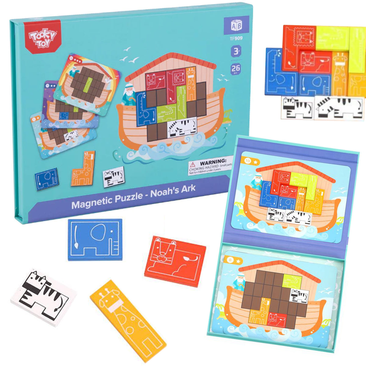 Tooky Toy magnetinė loginė dėlionė „Nojaus arka“, 26 dalys – nuotrauka 1