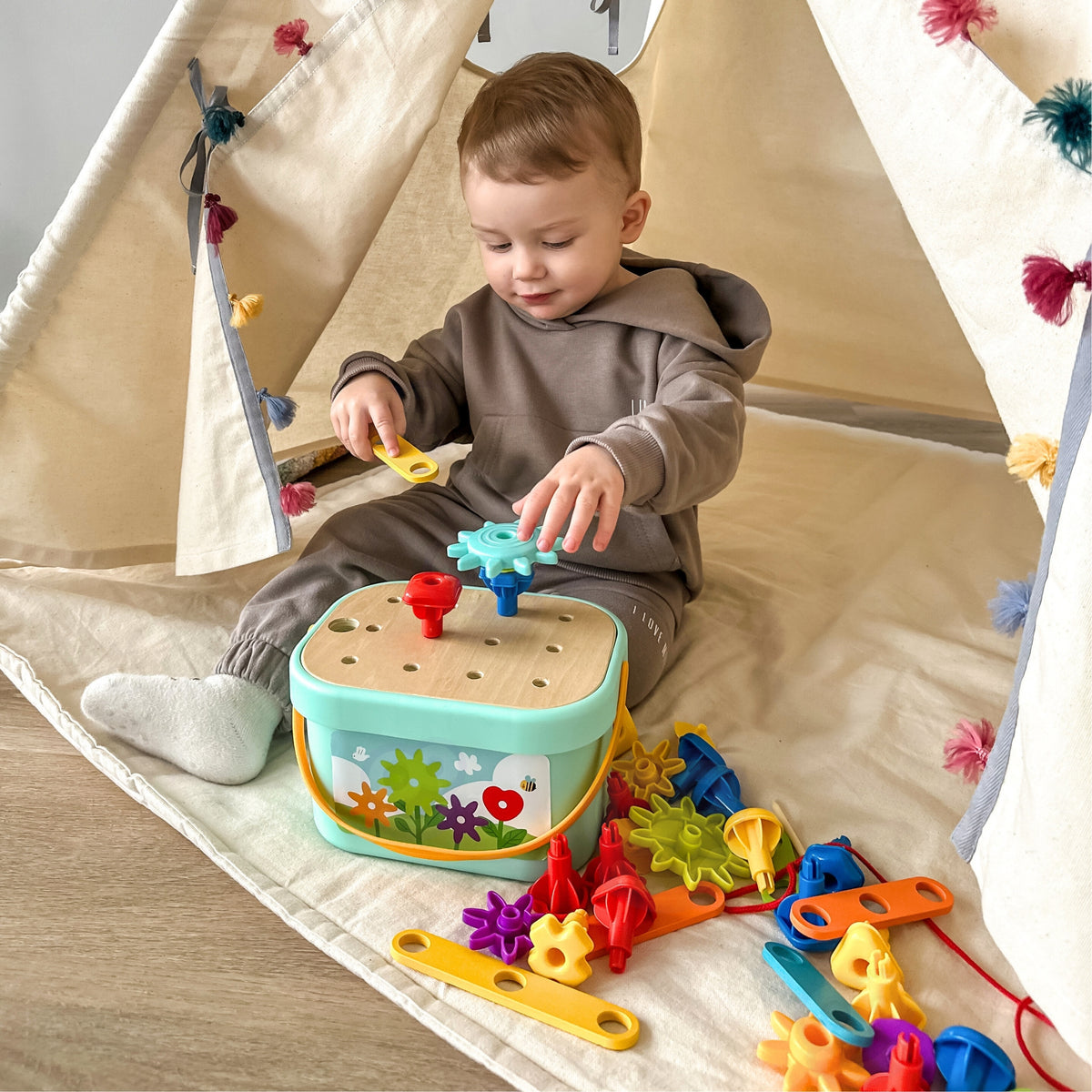 Woopie Green medinis Montessori motorikos konstruktorius 12in1 – 2 nuotrauka