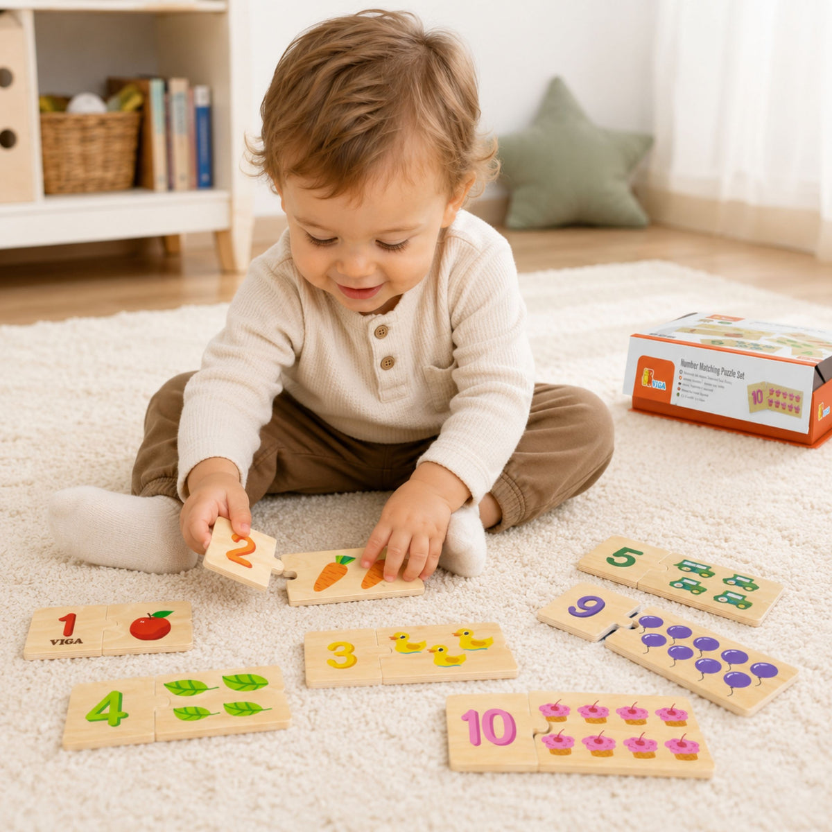 Viga medinė Montessori skaičių poravimo dėlionė – nuotrauka 3