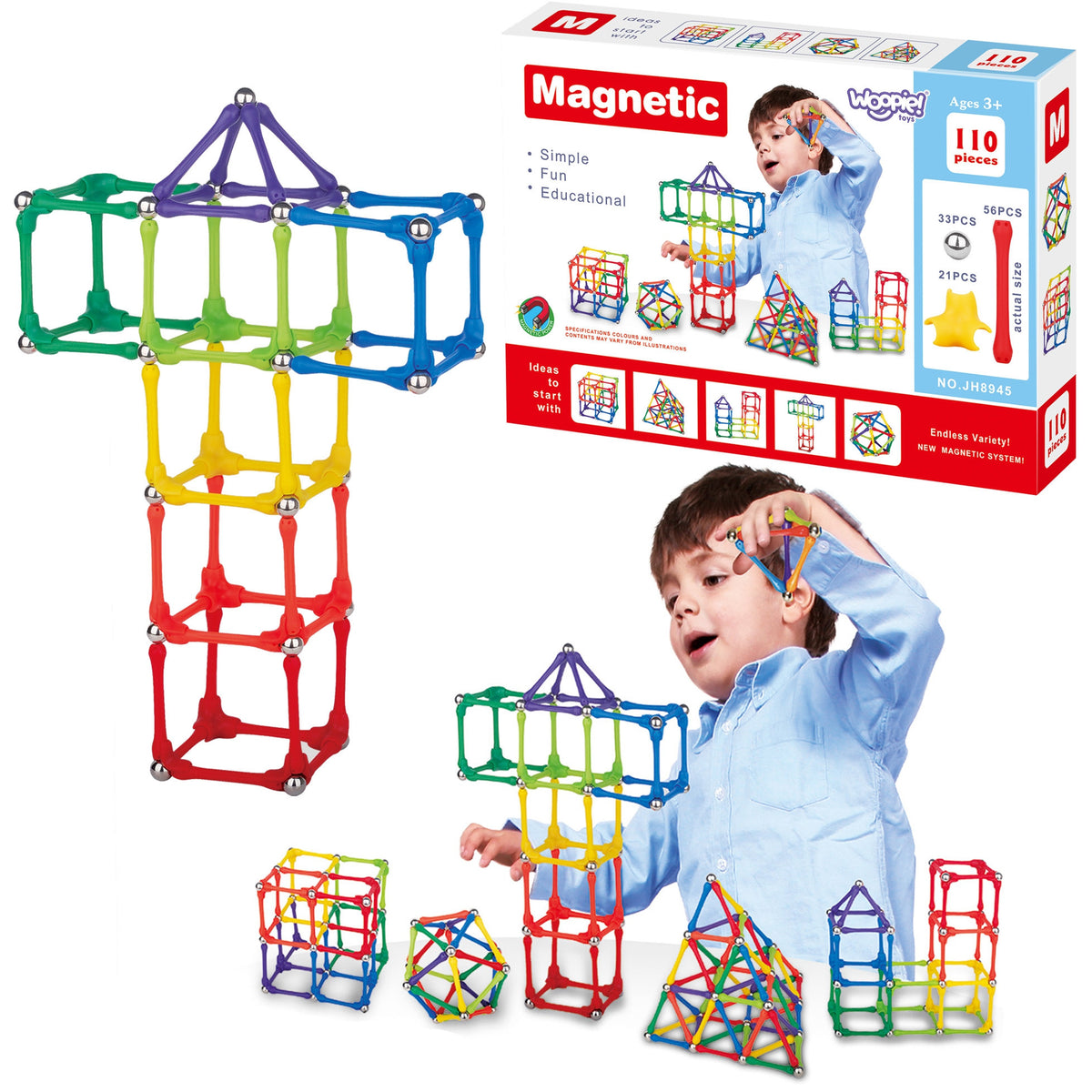 Woopie magnetinis konstruktorius, 110 dalių