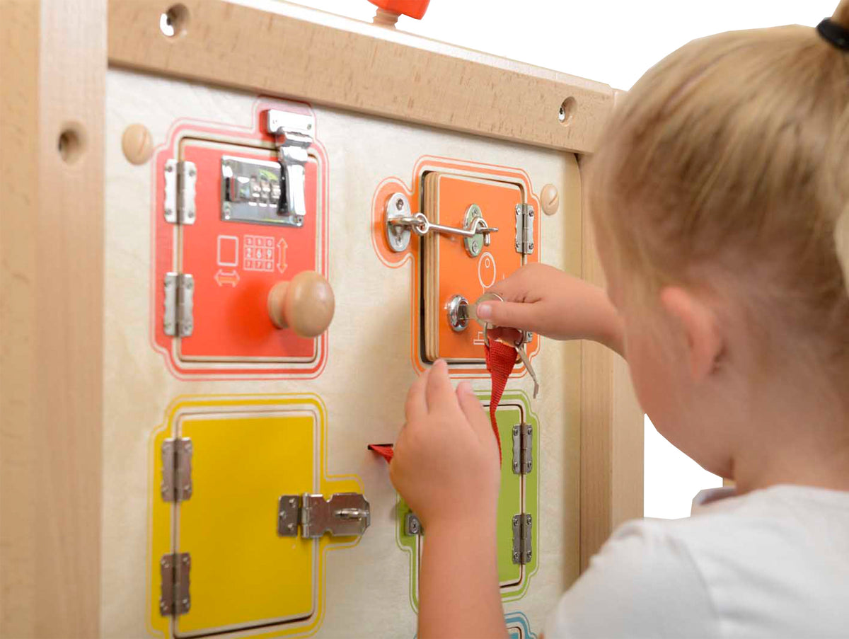 Masterkidz sieninė spynų atidarymo Montessori veiklos lenta – nuotrauka 4