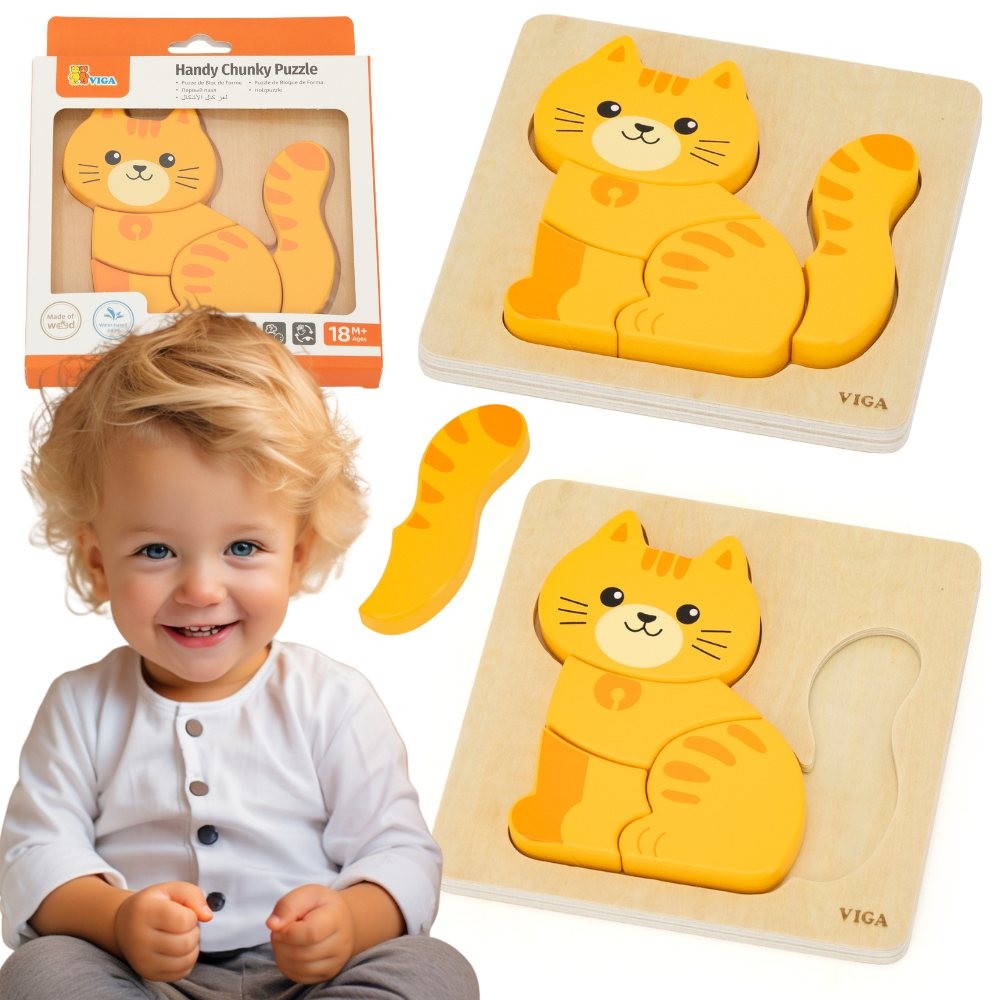 Viga medinė dėlionė „Katinėlis“ – nuotrauka 1