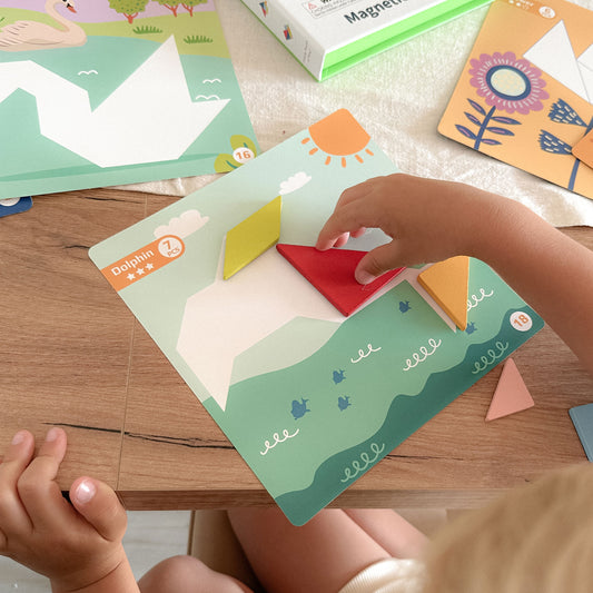 Tooky Toy medinė tangramo dėlionė, 18 dalių – nuotrauka 2