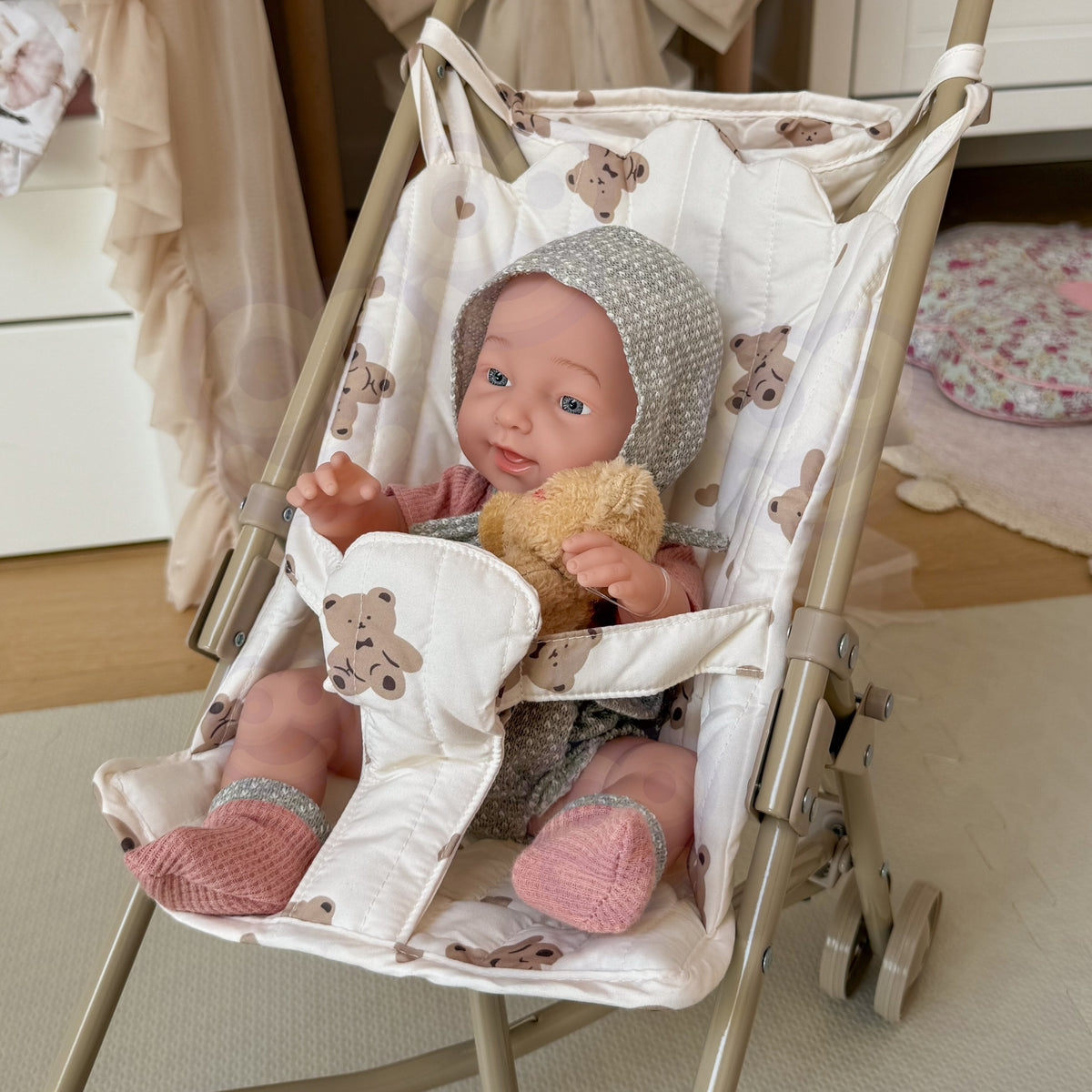 Woopie Royal vintažinis lėlių vežimėlis „Teddy Bear“ – nuotrauka 3