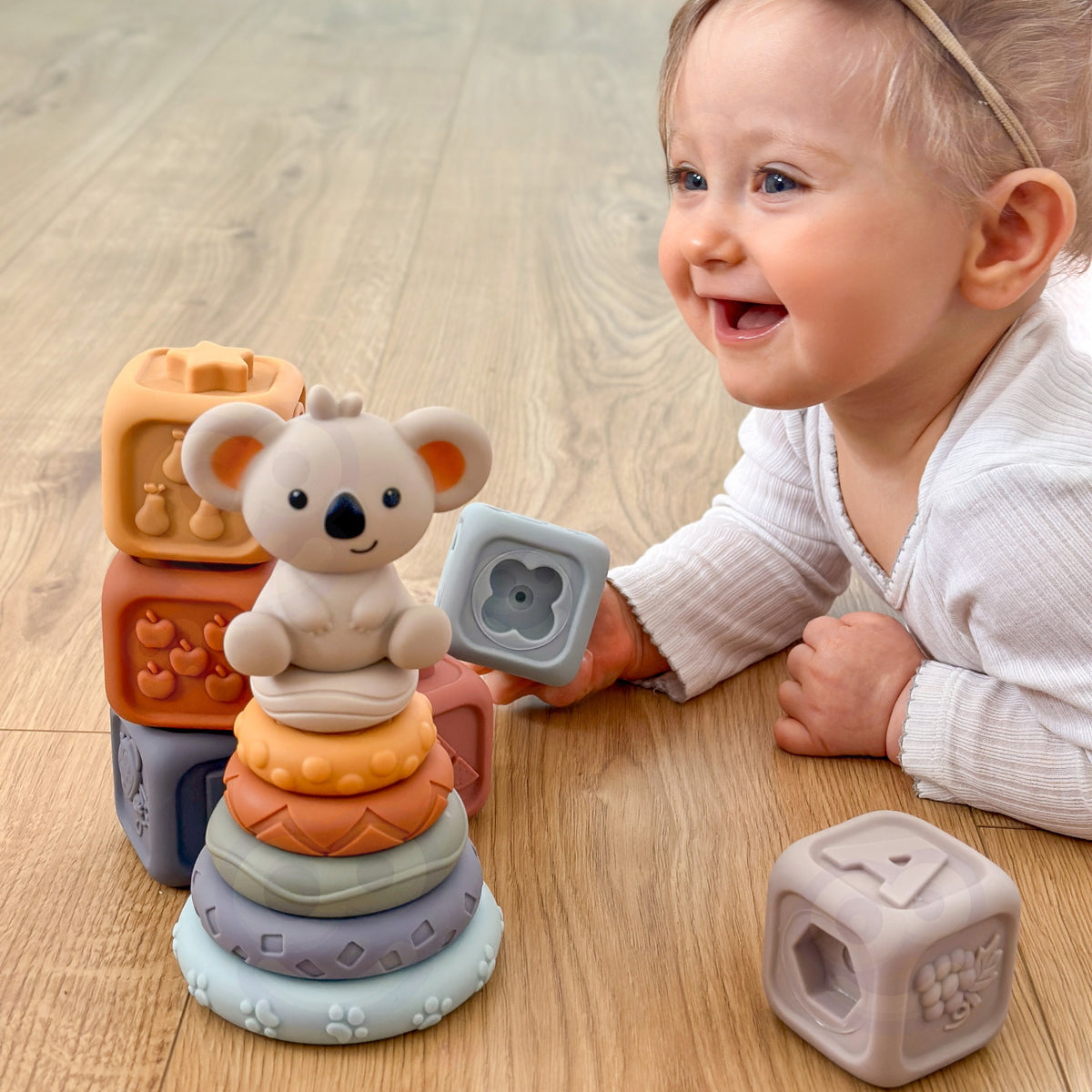 Woopie Baby minkštos sensorinės kaladėlės 3in1 „Meškiukas“ – 2 nuotrauka