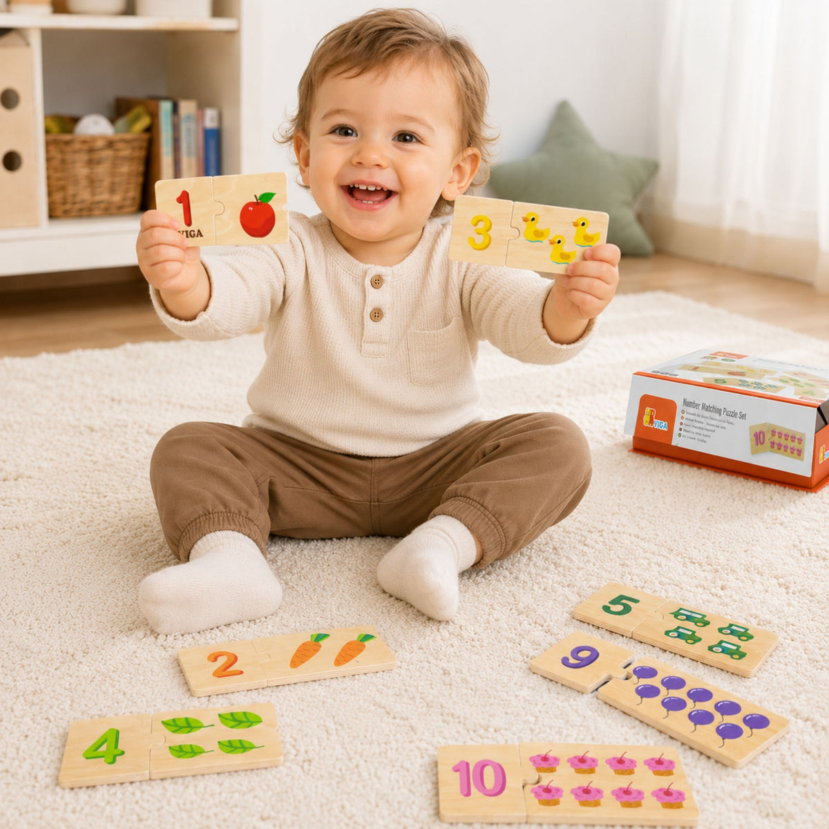 Viga medinė Montessori skaičių poravimo dėlionė – nuotrauka 2