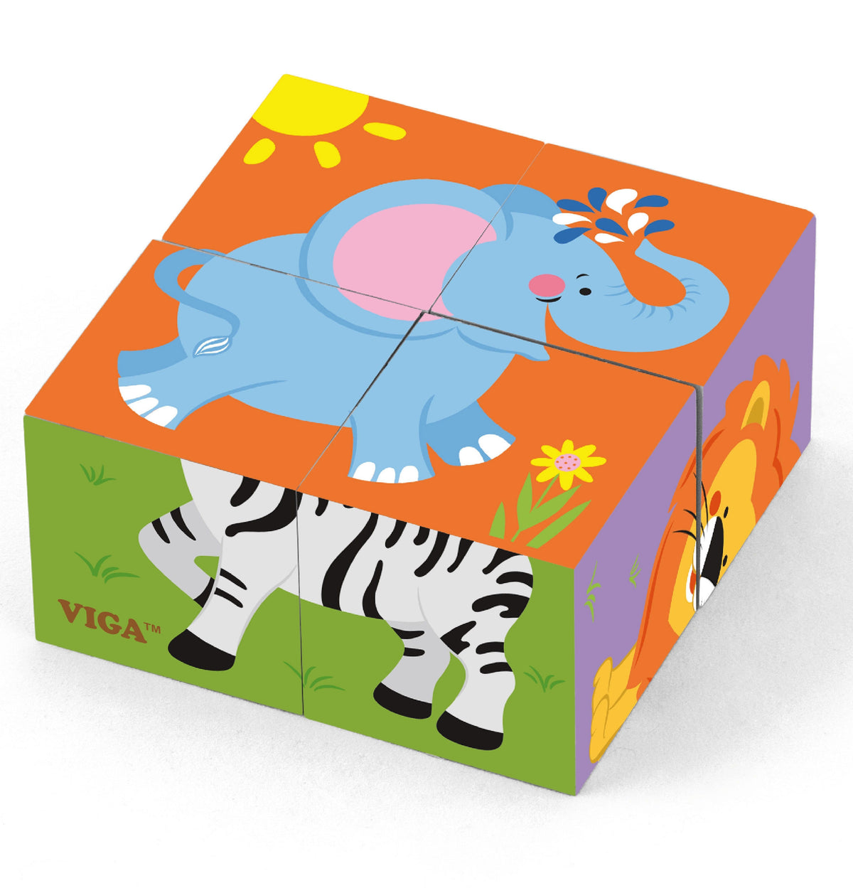 Viga medinė ZOO kubelių dėlionė – nuotrauka 5