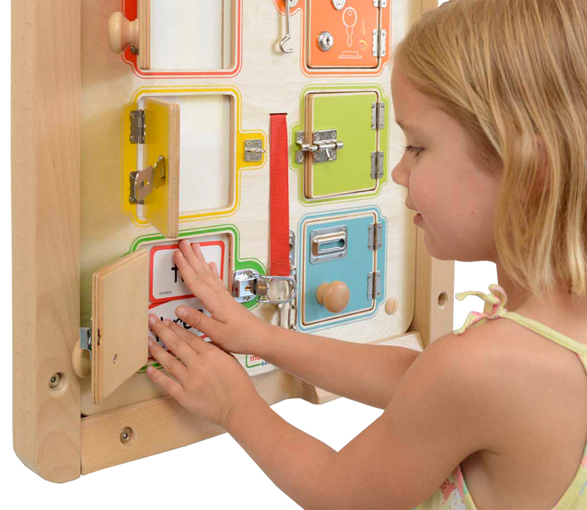 Masterkidz sieninė spynų atidarymo Montessori veiklos lenta – nuotrauka 2