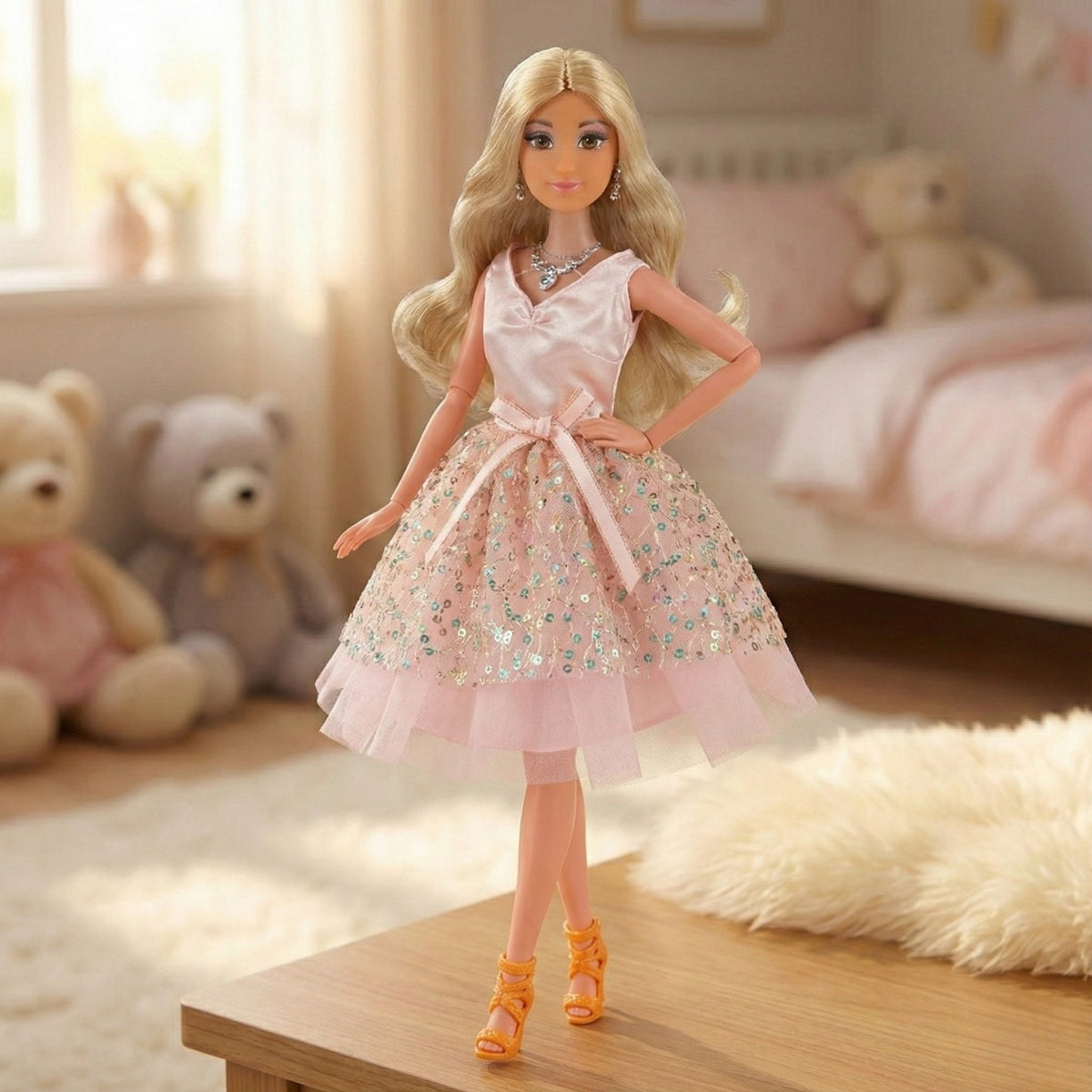Woopie Royal lėlė Lily su rožine suknele ir papuošalais, 30 cm – nuotrauka 4