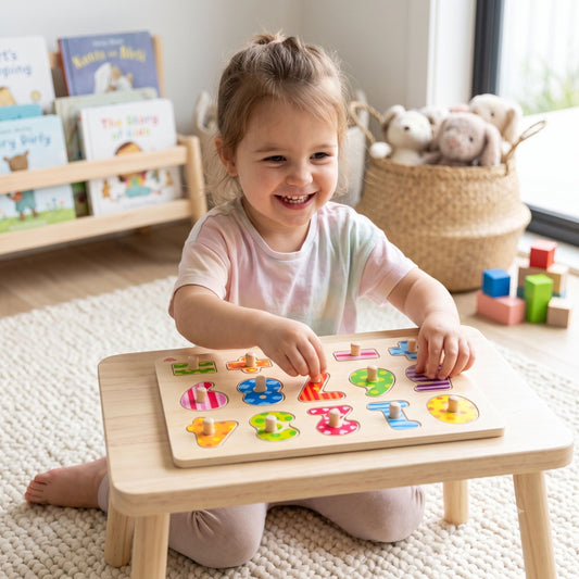 Tooky Toy medinė skaičių dėlionė su rankenėlėmis – nuotrauka 2