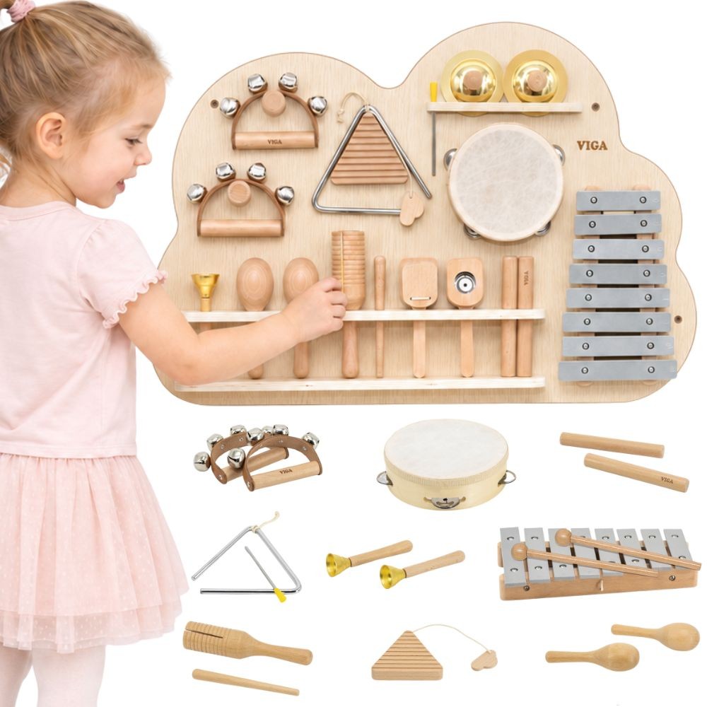 Viga medinė muzikinė lenta su 12 instrumentų