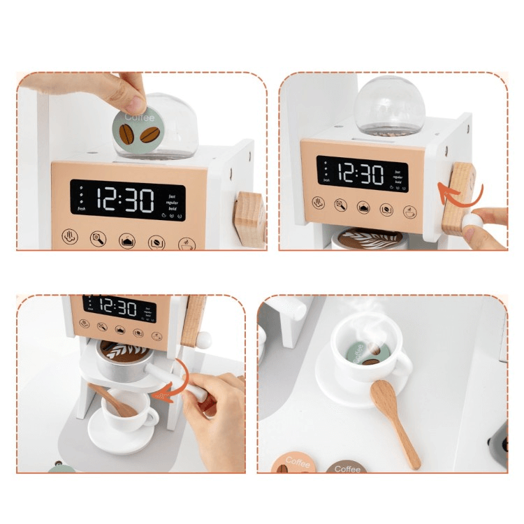 Kampinė Medinė Vaikiška Virtuvėlė Su Daug Priedų, Balta Vaikiškos Virtuvėlės