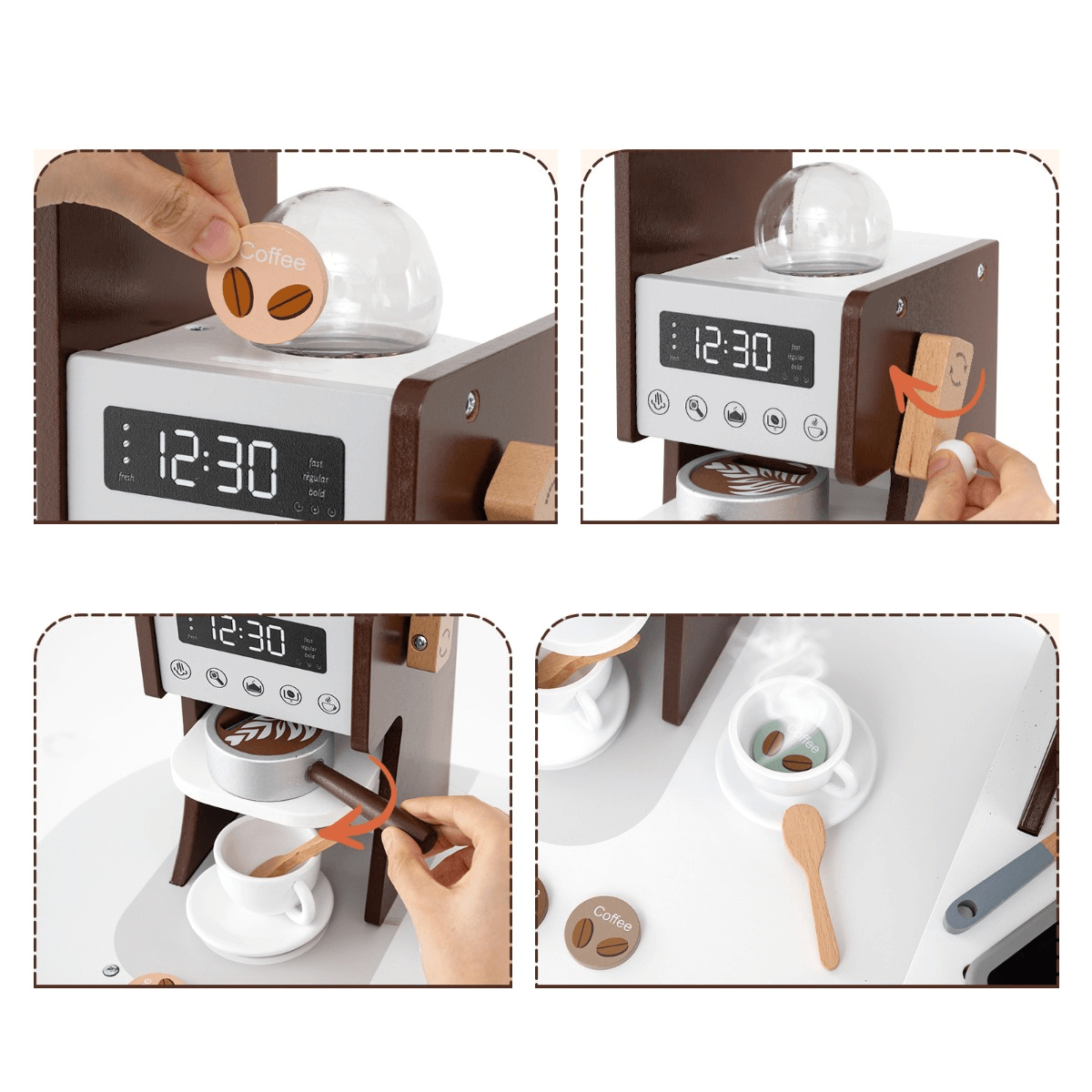 Kampinė Medinė Vaikiška Virtuvėlė Su Daug Priedų, Ruda Vaikiškos Virtuvėlės