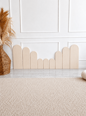 Kreminės Spalvos Minkšta Rumbuoto Audinio Sienų Panelė „Tvorelė“ Sienų Dekoracijos