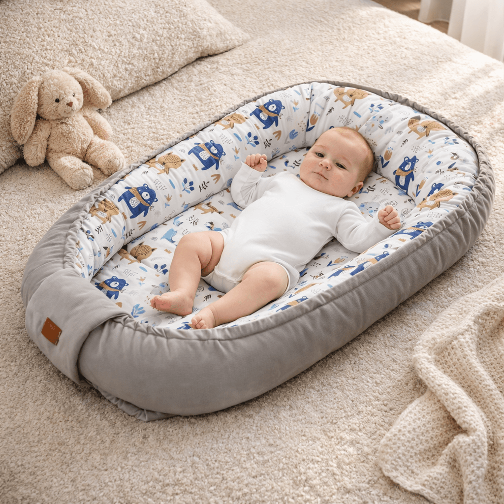 Kūdikio Lizdelis „Švelnus Velvet“, 95 × 61 cm Lizdelis kūdikiui