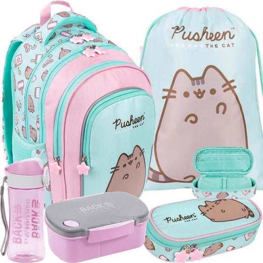 Kuprinė St. Majewski 5in1 Mokyklinis Rinkinys Pusheen Mint 40 cm IP1092 Kuprinė Rinkinys