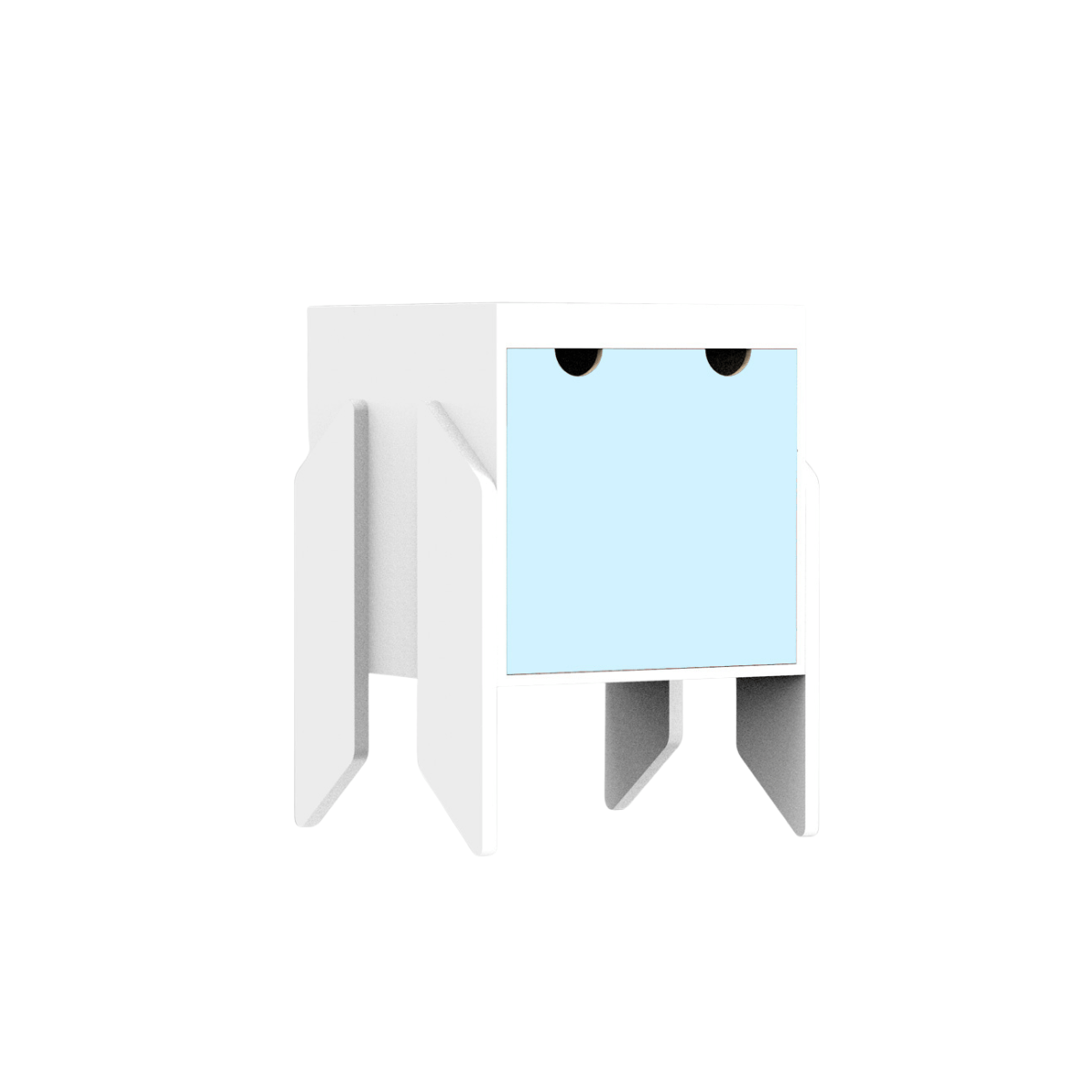 Kurk Baldus Pats, CapiBabi Midi – Modulinė Komoda, Kėdutė Ar Suoliukas, Balta Komoda Mėlyna