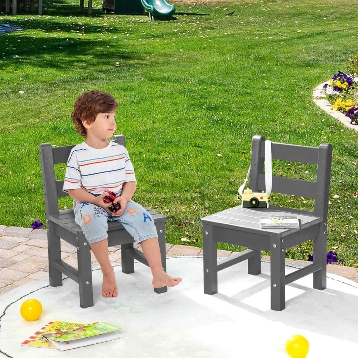 Labai Tvirtos 2 Vaikiškos Kėdutės Tinka Ir Lauke Pilkos 34 x 33 x 57 cm Staliukai Kėdutės